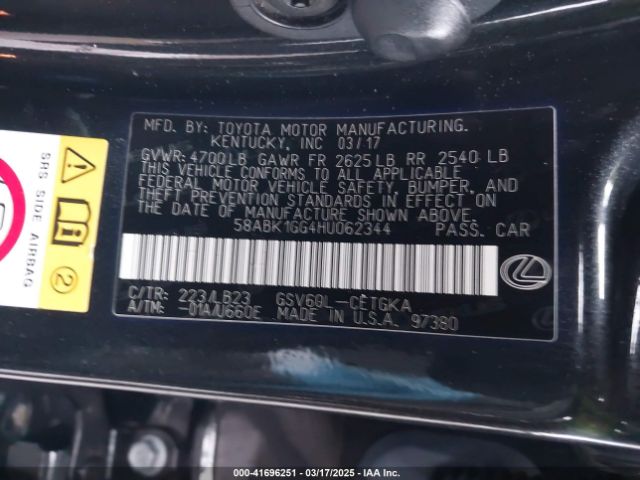 58ABK1GG4HU062344 Lexus ES 350