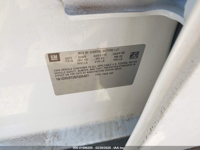 1G1ZA5ST2GF255421 Chevrolet Malibu L