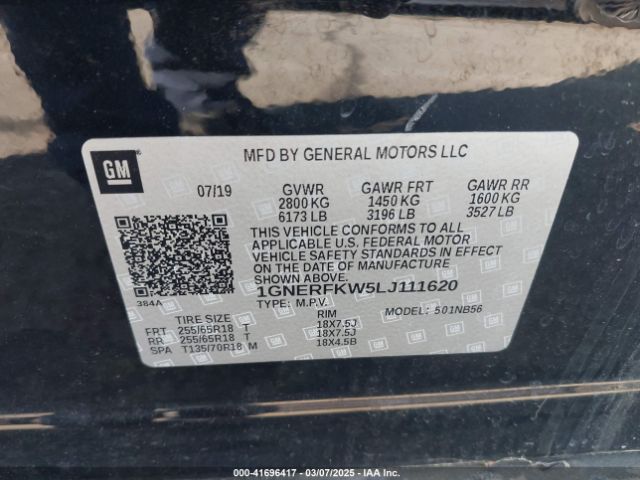 1GNERFKW5LJ111620 Chevrolet Traverse Fwd Ls
