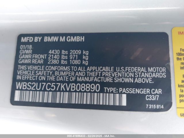 WBS2U7C57KVB08890 BMW M2 Competition