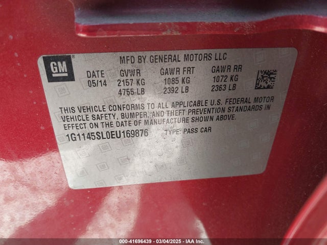 Chevrolet Impala 1lz 2014 1G1145SL0EU169876 Image 9