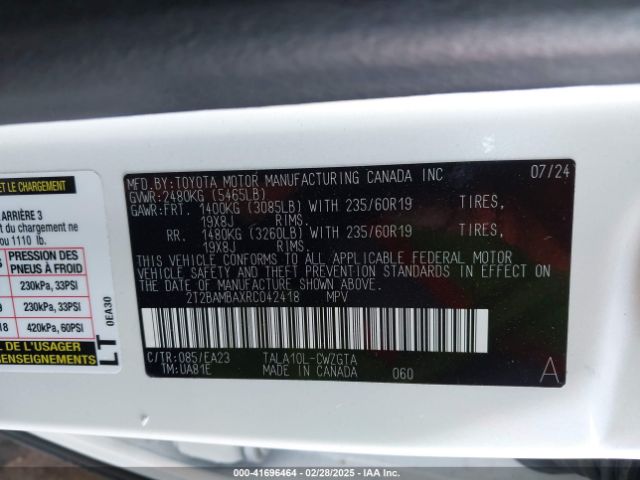 2T2BAMBAXRC042418 Lexus RX 350