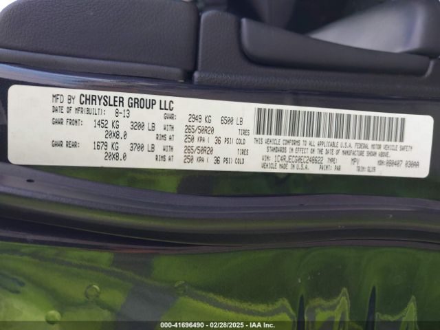 1C4RJECG0EC248622 Jeep Grand Cherokee Overland