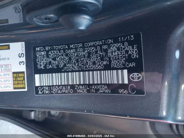 JTDZN3EU1E3325560 Toyota Prius V Three