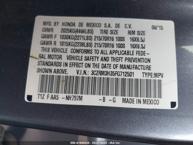 Honda CR-V LX 2015 3CZRM3H35FG712501 Image 9