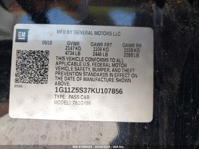 1G11Z5S37KU107856 Chevrolet IMPALA LT