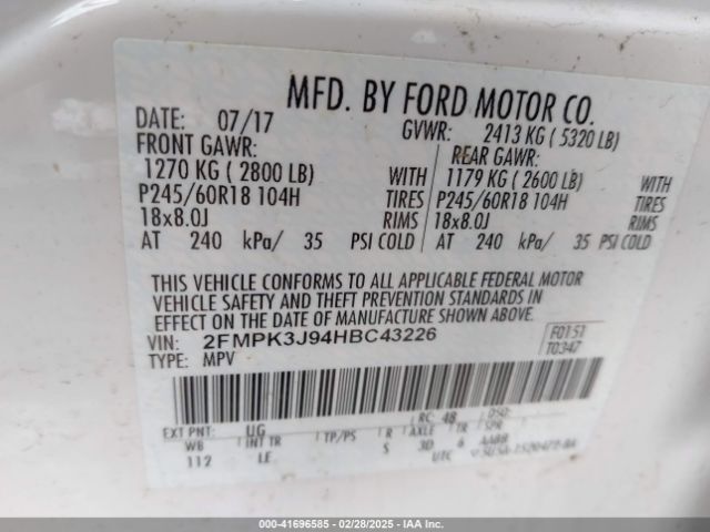 2FMPK3J94HBC43226 Ford EDGE SEL