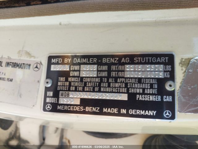 1983 MERCEDES-BENZ 300 WDBAB33A4DB032009 Photo 8