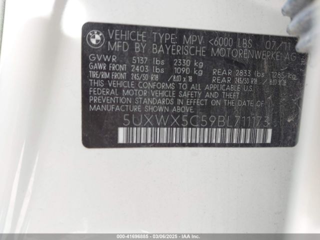 2011 BMW X3 5UXWX5C59BL711173 Photo 8