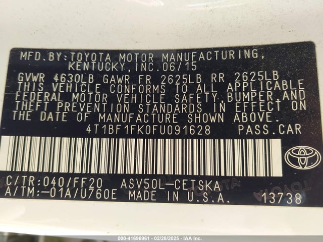 Toyota CAMRY SE 2015 4T1BF1FK0FU091628 Image 9