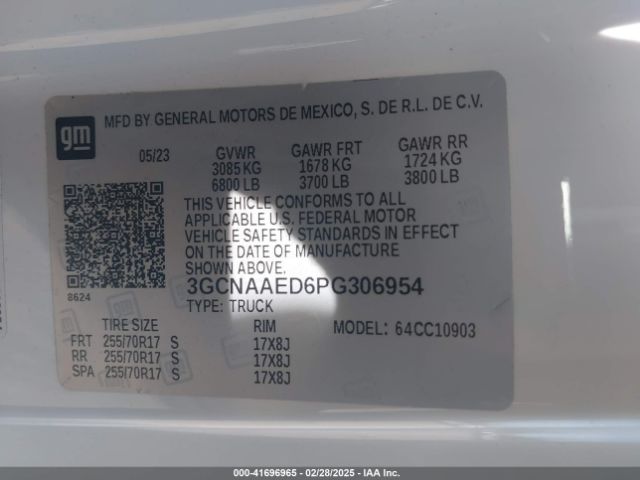 3GCNAAED6PG306954 Chevrolet Silverado 1500 2wd  Long Bed Wt
