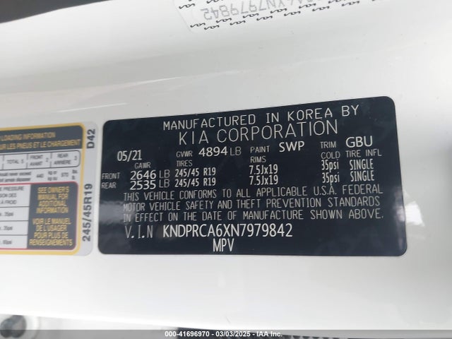 KNDPRCA6XN7979842 KIA Sportage Sx Turbo