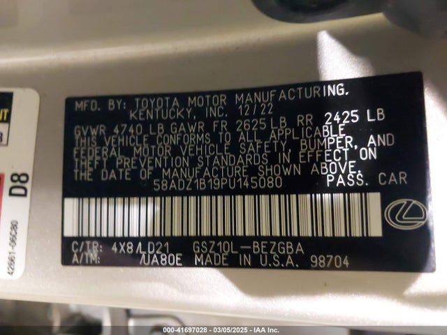 58ADZ1B19PU145080 Lexus ES 350