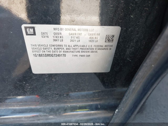 1G1BE5SM5G7249170 Chevrolet Cruze Lt Auto