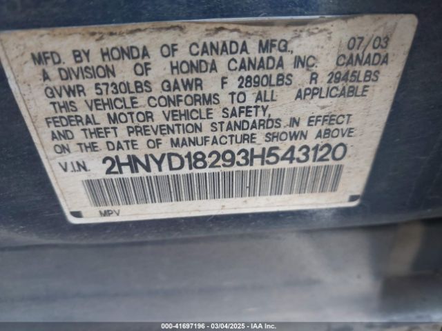 2003 ACURA MDX 2HNYD18293H543120 Photo 8
