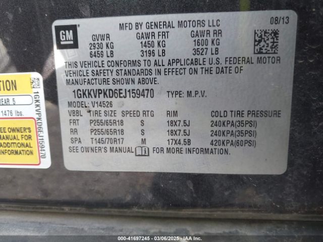 1GKKVPKD6EJ159470 GMC Acadia Sle-2