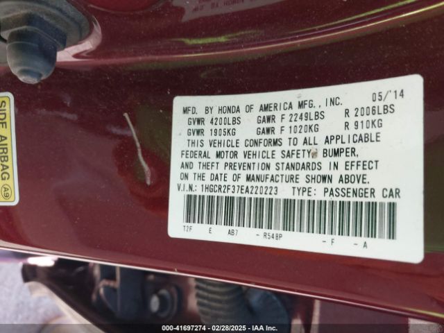 1HGCR2F37EA220223 Honda ACCORD LX