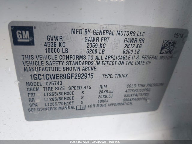 Chevrolet Silverado 2500hd Ltz 2016 1GC1CWE89GF292915 Image 9