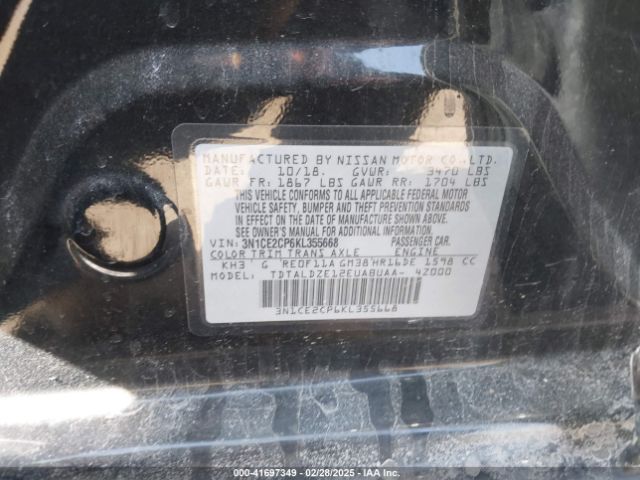 3N1CE2CP6KL355668 Nissan Versa Note Sv