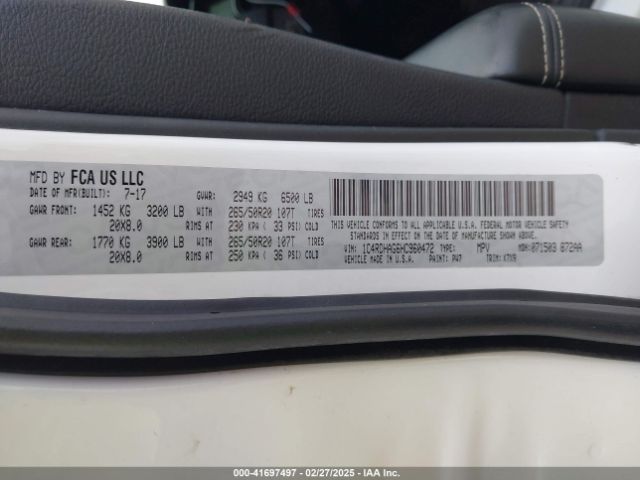 1C4RDHAG6HC960472 Dodge Durango Sxt Rwd