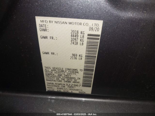 1N4BL4CW4LN322967 Nissan Altima Sr Intelligent Awd
