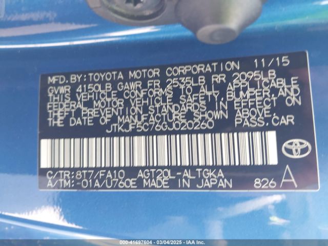 JTKJF5C76GJ020260 Scion TC