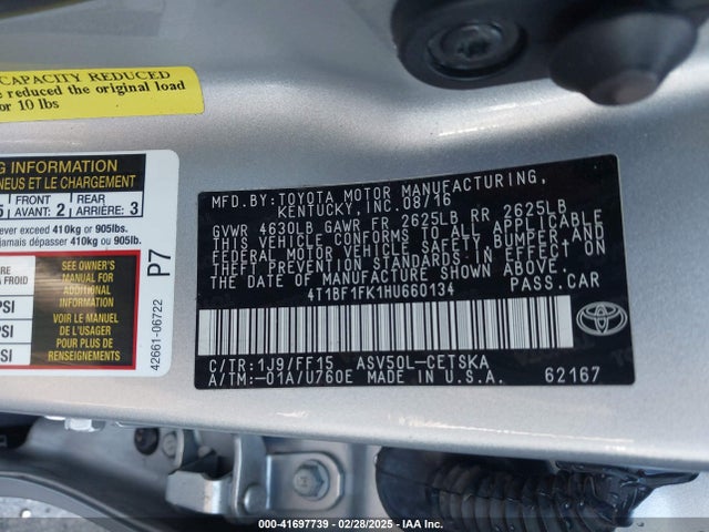 Toyota CAMRY SE 2017 4T1BF1FK1HU660134 Image 9