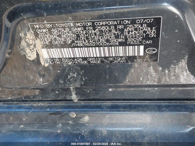 2007 LEXUS GS 350 JTHBE96S270026454 Photo 8