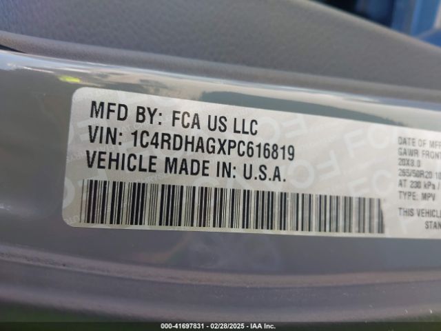 1C4RDHAGXPC616819 Dodge Durango Sxt Rwd
