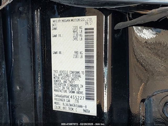 1N4AA6APXHC455227 Nissan Maxima 3.5 Sl