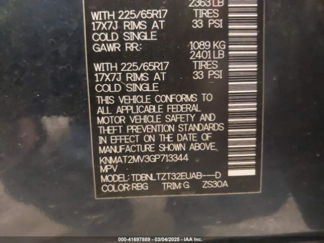 KNMAT2MV3GP713344 Nissan ROGUE SV
