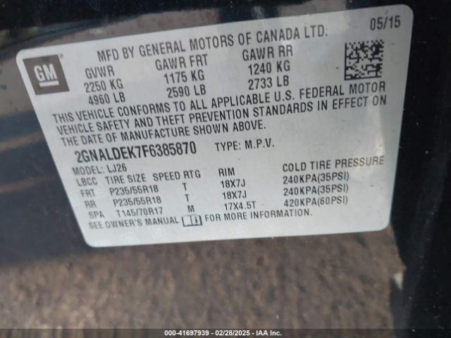 2GNALDEK7F6385870 Chevrolet Equinox Ltz
