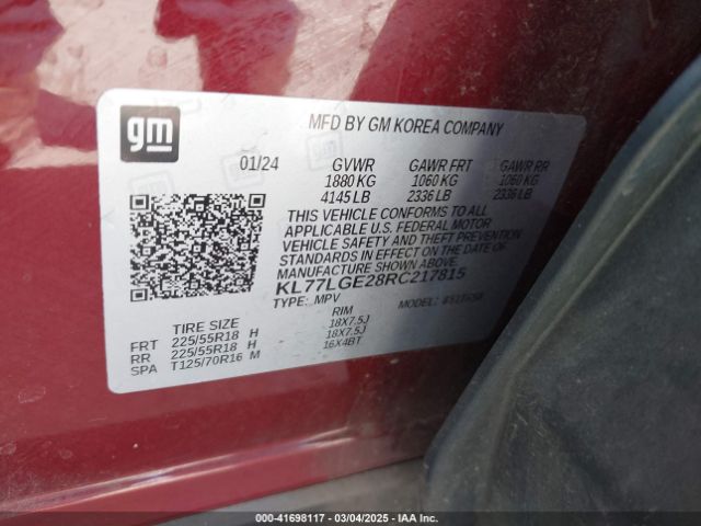 KL77LGE28RC217815 Chevrolet Trax Fwd 1rs