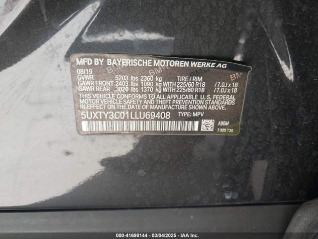 5UXTY3C01LLU69408 BMW X3 Sdrive30i