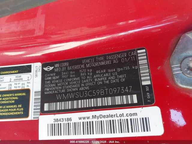 2011 MINI COOPER WMWSU3C59BT097347 Photo 8