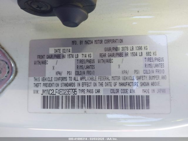 2014 MAZDA MX-5 MIATA JM1NC2LF4E0236795 Photo 8