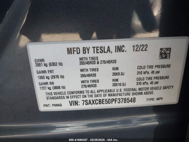 2023 TESLA MODEL X 7SAXCBE50PF378548 Photo 8