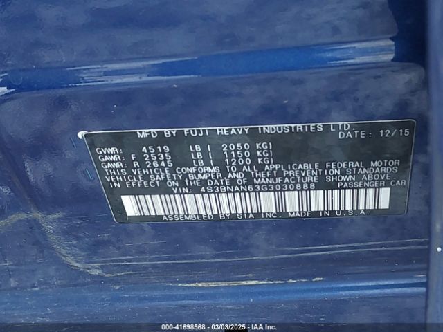 4S3BNAN63G3030888 Subaru Legacy 2.5i Limited