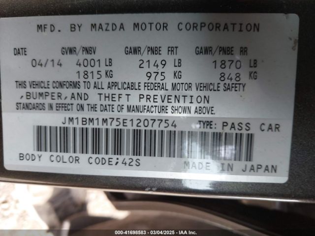 JM1BM1M75E1207754 Mazda Mazda3 I Grand Touring