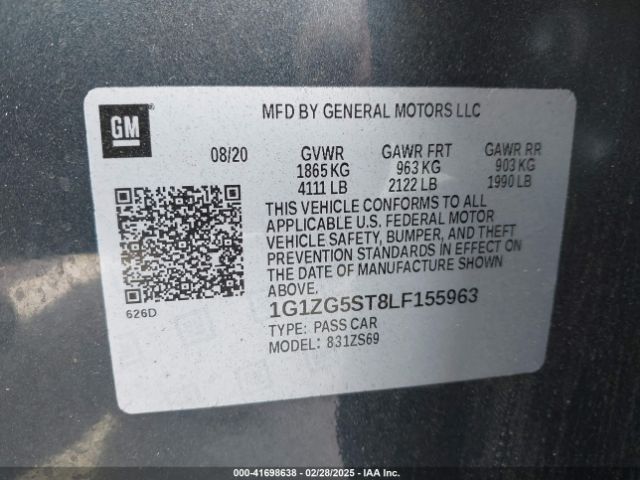 1G1ZG5ST8LF155963 Chevrolet Malibu Fwd Rs