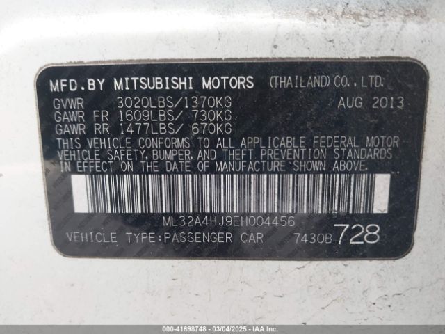 ML32A4HJ9EH004456 Mitsubishi MIRAGE ES