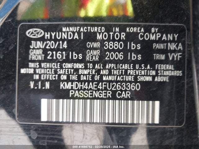Hyundai ELANTRA SE 2015 KMHDH4AE4FU263360 Image 9