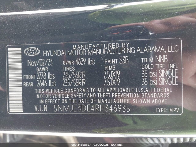 5NMJE3DE4RH346935 Hyundai Tucson Limited