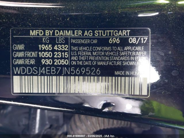 WDDSJ4EB7JN569526 Mercedes-Benz CLA 250
