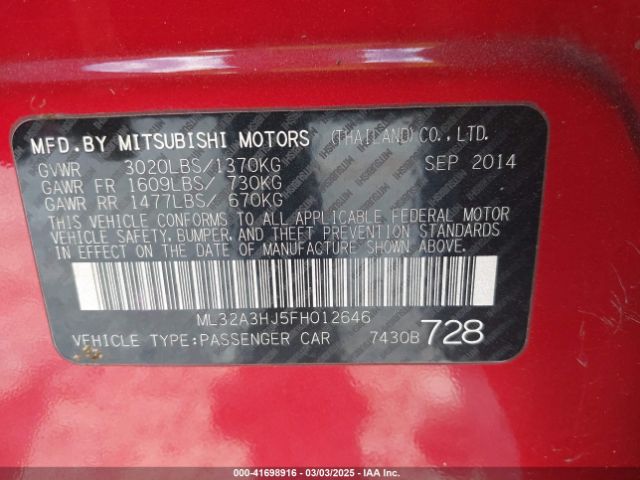 ML32A3HJ5FH012646 Mitsubishi Mirage De/rf