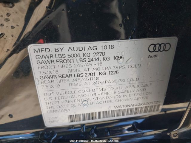 WA18NAF42KA009729 Audi A4 Allroad 45 Premium