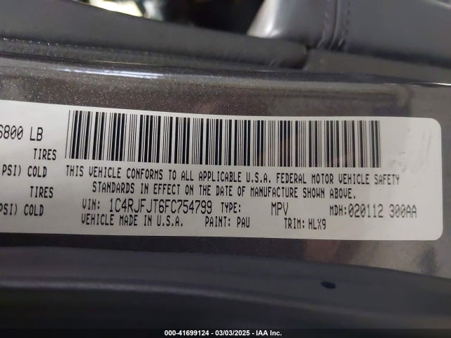 1C4RJFJT6FC754799 Jeep Grand Cherokee Summit