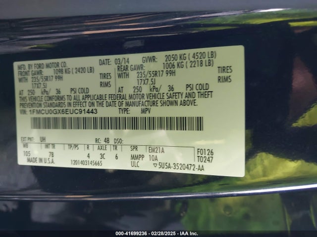 Ford ESCAPE SE 2014 1FMCU0GX6EUC91443 Image 9