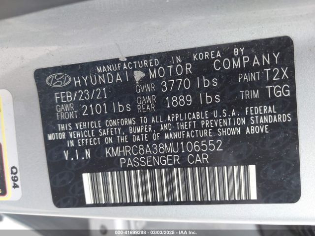 KMHRC8A38MU106552 Hyundai Venue Sel