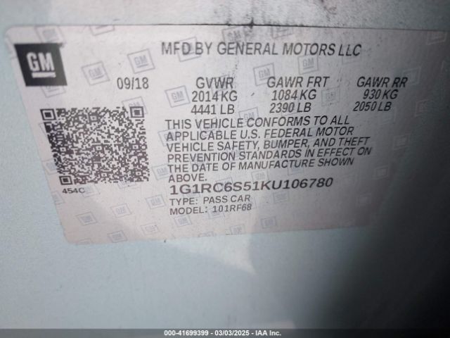 1G1RC6S51KU106780 Chevrolet VOLT LT